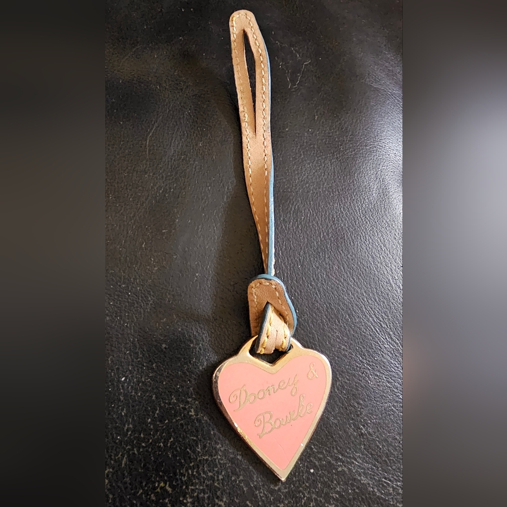 Dooney & Bourke Pink Heart Charm with Tan Strap EUC - Picture 1 of 5